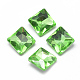 ポイントガラスラインストーンカボション  バックメッキ  多面カット  正方形  薄緑  14x14x5.5mm RGLA-T027-14x14mm-19-1