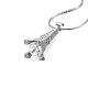 TINYSAND Sterling Silver Eiffel Tower with Rhinestone Pendant Necklaces TS-N153-S-18-2