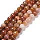 Chapelets de perles en bois pétrifié naturel G-E571-15B-1