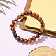 Эластичные браслеты из натурального дерева унисекс с бусинами BJEW-JB05463-01-3