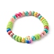 Bracelets extensibles en perles rondes en bois naturel pour enfant BJEW-JB06640-2