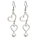 Tibetan Style Alloy Hollow Heart Dangle Earrings with 304 Stainless Steel Pins EJEW-JE05341-1