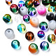 Perles en verre rondes peint à la bombe couleur mixte et style mixte DGLA-X0003-4mm-2