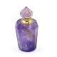 天然アメジスト開閉式香水瓶ペンダント  真鍮のパーツとガラスのエッセンシャルオイルのボトル  29~33x14~15mm  穴：0.8mm  ガラス瓶容量：3ml（0.101液量オンス）  宝石の容量：1ml（0.03液量オンス） G-E556-02B-2