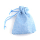 ポリエステル模造黄麻布包装袋巾着袋  ライトスカイブルー  13.5~14x9.5~10cm X-ABAG-R005-14x10-16-2