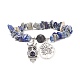 Bracelet extensible en perles de pierres précieuses naturelles BJEW-JB08603-4
