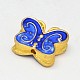 Butterfly Golden Tone Alloy Enamel Beads ENAM-N046-13-1