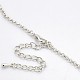 Trendy Women's Long Rolo Chain Brass Round Cage Rhinestone Pendant Necklaces NJEW-F062-3