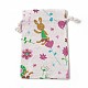 バニーバーラップパッキングポーチ  巾着袋  ウサギと花模様の長方形  カラフル  14~14.4x10~10.2cm ABAG-I001-10x14-09-1