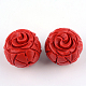 Carved Flower Cinnabar Beads CARL-Q004-85-2