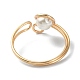 Alloy Wire Wrap Open Cuff Ring with Shell Pearl RJEW-TA00095-4