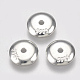 925 Sterling Silver Bead Caps, Apetalous, Carved 925, Flat Round, Silver, 7x1mm, Hole: 1mm, about 6mm inner diameter