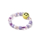 3Pcs 3 Color Glass Seed & Acrylic Smiling Face Beaded Stretch Rings Set RJEW-JR00577-5