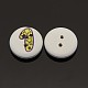 2-Hole Flat Round Number Printed Wooden Sewing Buttons X-BUTT-M002-1-2