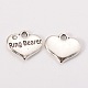 Wedding Theme Antique Silver Tone Tibetan Style Heart with Ring Bearer Rhinestone Charms TIBEP-N005-15C-1