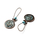 3 paires de boucles d'oreilles pendantes en alliage de filet tissé et de fleurs de style 3 EJEW-G330-05R-4