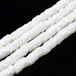 Handmade Polymer Clay Beads Strands, for DIY Jewelry Crafts Supplies, Heishi Beads, Disc/Flat Round, Floral White, 6x0.5~1mm, Hole: 1.8mm, about 320~447pcs/strand, 15.75 inch~16.14 inch(40~41cm)
