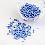 8/0 colores opacos abalorios de la semilla de cristal redondo, azul aciano, tamaño: aproximamente 3 mm de diámetro, agujero: 1 mm, aproximamente 1101 unidades / 50 g