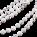 Chapelets de perles en howlite naturelle, ronde, 8mm, Trou: 1mm