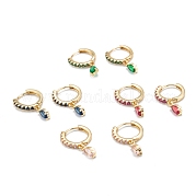 Серьги-кольца из латуни с микро-паве из фианита EJEW-K087-03G