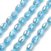 Стеклянные бусины с гальваническим покрытием  EGLA-A037-P6x8mm-B06