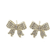 Серьга-гвоздик из латуни с микропаве из кубического циркония EJEW-C081-32G