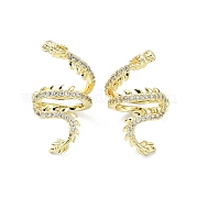 Серьги-каффы из латуни с микропаве и кубическим цирконием EJEW-C086-16G
