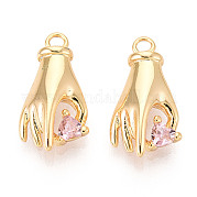 Латунные микропаве прозрачные подвески с фианитом KK-T078-06G-01