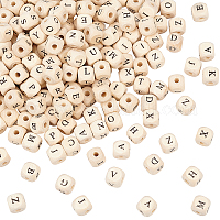 Wholesale OLYCRAFT 1000pcs 8mm Alphabet Wooden Beads Square Wooden Beads  Large Hole Wooden Loose Beads Natural Color Cube Beads with Initial Letter  for Jewelry Making and DIY Crafts 