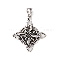 Anhänger zum manuellen Polieren aus Edelstahl 304, Hexenknoten Wunschknoten Charms, Antik Silber Farbe, 38x34x2.5 mm, Bohrung: 4x9 mm