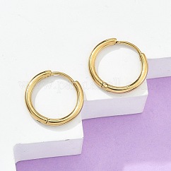 Pendientes de aro de acero inoxidable 304 con revestimiento iónico (IP), Pendientes hipoalergénicos, Con pasador de acero inoxidable quirúrgico 316, real 18k chapado en oro, 12 diámetro, 17x2mm, pin: 1 mm, diámetro interior: 12 mm
