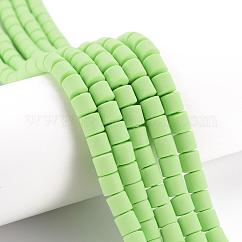 Chapelets de perles en pâte polymère, colonne, vert pale, 5~7x6mm, Trou: 1.5~2mm, Environ 61~69 pcs/chapelet, 15.74 pouce