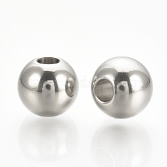 Perlas de acero inoxidable 304 que no se deslustran, redondo, color acero inoxidable, 3x2.5mm, agujero: 1 mm