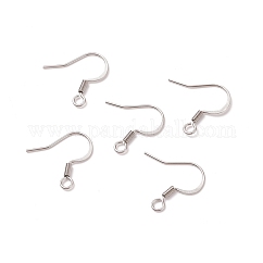 Anlaufgeschützte französische Ohrringhaken aus Edelstahl, flache Ohrringhaken, Ohrhaken, mit horizontaler Schleife, Stahl 316, Edelstahl Farbe, 17x18x1.8 mm, 13 Gauge