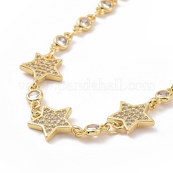 Bracciale a stella con zirconi chiari&nbsp;BJEW-B068-03