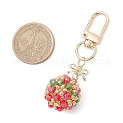 Décorations de pendentif de Noël rondes et en forme de nœud en perles de verre&nbsp;HJEW-MZ00345