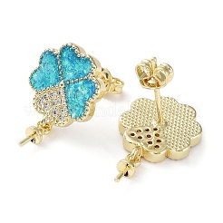 Aretes de latón con micro pavé de circonita cúbica en forma de trébol&nbsp;EJEW-C069-02G