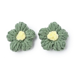 Orecchini a clip con fiori lavorati a maglia in cordoncino di cotone per donna&nbsp;EJEW-JE06227