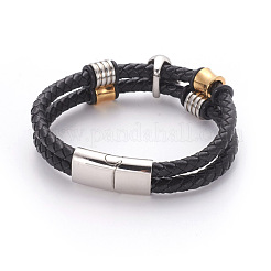 Pulseras de cordón de cuero retro&nbsp;BJEW-L642-38