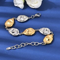 Pulseras de cadena de eslabones de acero inoxidable quirúrgico 316L texturizado para mujer&nbsp;BJEW-D454-03GP