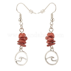 Orecchini pendenti con perline di diaspro rosso naturale&nbsp;EJEW-JE04890-06
