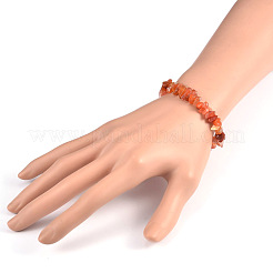 Chips natürliche Karneol Perlen Stretch Armbänder&nbsp;X-BJEW-JB01826-04