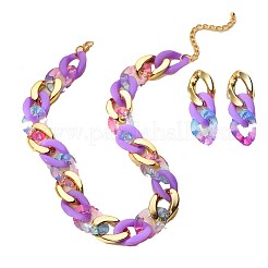 Ensemble de colliers et boucles d'oreilles pendantes à chaîne à maillons ovales en acrylique&nbsp;FS-WG6428C-01