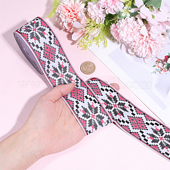 Nastri in poliestere floreali con ricamo in stile etnico a rombi&nbsp;OCOR-WH0070-324B