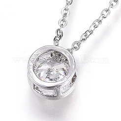 Collana con pendente in ottone con zirconia cubica&nbsp;NJEW-O108-29P