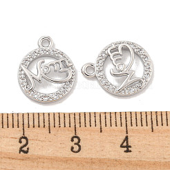 Muttertagsanhänger aus Messing mit Mikropflaster und klaren Zirkonia&nbsp;KK-Z044-12P