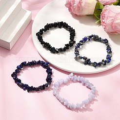 4 set di bracciali elastici con perline di pietre preziose&nbsp;BJEW-JB11177