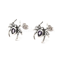 925 Sterling Silber Micro pave Zirkonia Ohrstecker&nbsp;EJEW-Z133-01AS