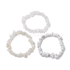 Set di braccialetti elasticizzati con perline in cristallo di quarzo naturale da 3 pezzo&nbsp;BJEW-JB10857