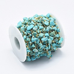 Turquoise synthétique main perles chaînes&nbsp;CHC-I026-D-01G